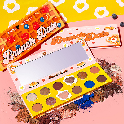 Zoella x Colourpop Collaboration: Brunch Date branding campaign collaboration colourpop cosmetic packaging cosmetics packaging packagingdesign photoshoot product shot