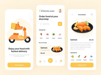 Food Delivery App app clean delivery e commerce eating flat food food delivery food delivery app food design food order illustration minimal mobile mobile app order restaurant app ui ux vector
