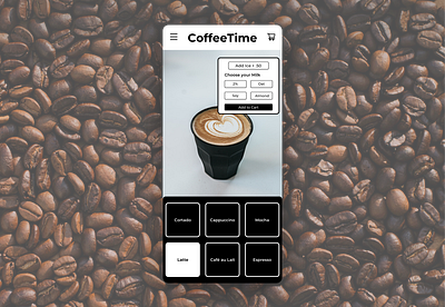 Daily UI Challenge #43 Food/Drink app coffee coffee bean dailyui dailyui043 design latte typography ui ux