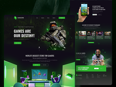 GAMEZONE- Gaming Website app branding design illustration minimal typography ui ux