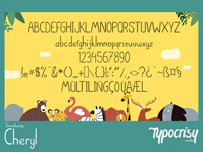 Cheryl font (glyphs) alphabet character font font design glyph type typeface typogaphy write