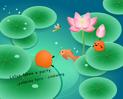 Potato fairy：lotus takes a party drawing fairytale potato；flat