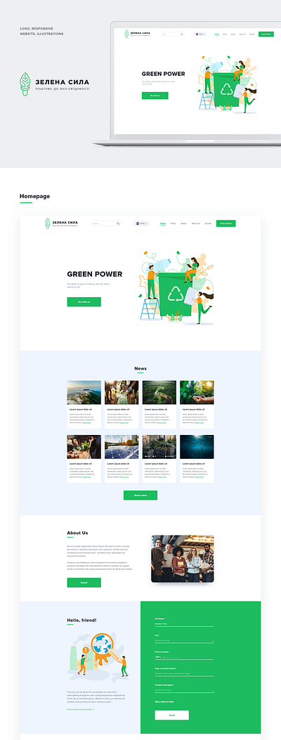 GreenPower design landing page ui ux web design wireframing