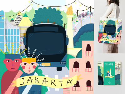 "Jakarta Dimataku" Souvenir apartment asia business city cityscape downtown hotel illustration indonesia jakarta landmark landscape modern panorama skyline skyscraper sunset tourism travel urban