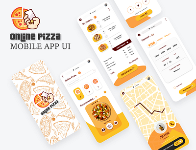 Online Pizza Mobile App UI app design illustrator mobile online orange pizza ui uiux xd design yellow