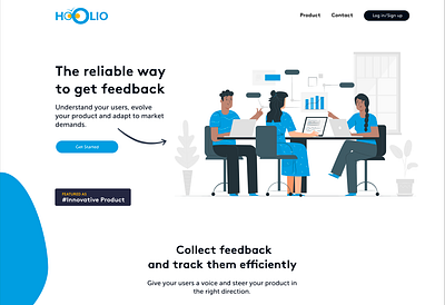 Hoolio Landing Page: User Feedback Platform app branding clean design flat illustration ui ux vector