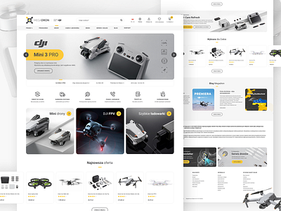 MegaDron - online shop, ecommerce, dron case studies design dji dron ecommerce entertainment fly graphic design grey logo megadron parameters ui ux webdesign website www yellow