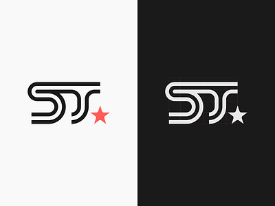 ST★ branding inkscape letter lines logo logogrid mark modern monogram sound stars