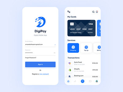 DigiPay - Digital Wallet App app application application ui clean ui crypto crypto wallet cryptocurrency dribbble best shot finance mobile mobile app mobile app design mobile ui money app popular ui ux wallet