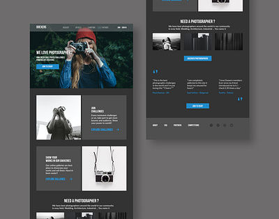 Doexers - Photographers Community branding dailyui dark mode dark theme design figma figmadesign gallery instagram landingpage photography product product design sketch ui ux website website concept website design