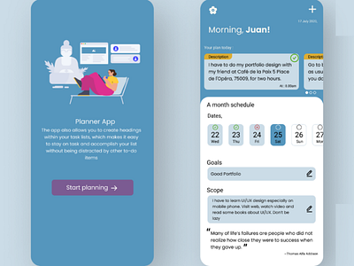 Planner App mobile ui ux design mobiledesign