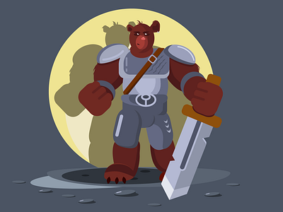 Russian superhero :) bear character illustration knight vector