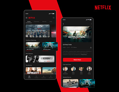 Netflix Video App Redesign amazon prime app clean dark app dark ui design flat ios minimal mobile mobile app mobile app movie movie app netflix prime redesign concept tv series ui xd