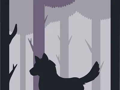 Wolf in the forest illustration волк