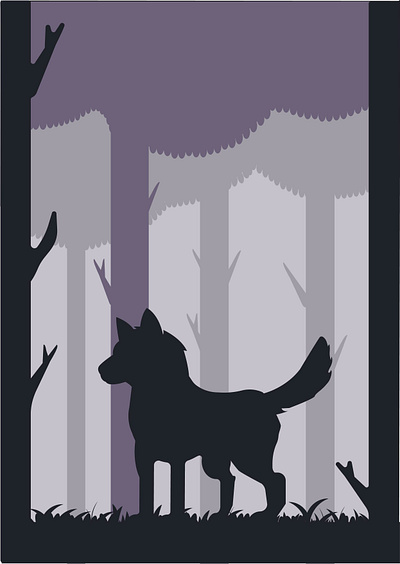 Wolf in the forest illustration волк