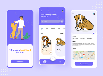 "Pet Adoption App" adoption best design best shot illustration minimal mobile app mobile app design mobile ui pet pet care uidesign uiux uiuxdesign