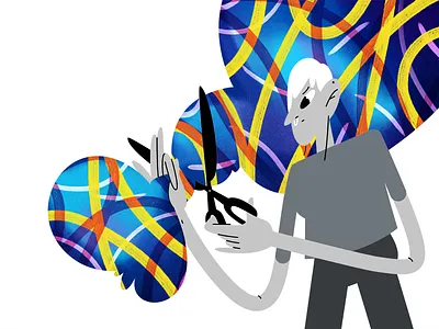 Scissors body brushes character design concept decision design art flat style girl haircut hairdresser hairstyle hands illustration punk rebel scissors teenager texture vector