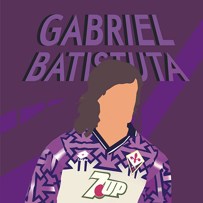 batistuta design flat illustration poster vector