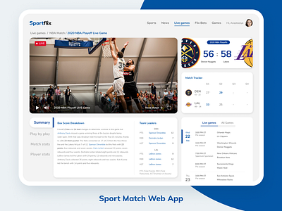 Sport Match Web App UI basketball challenge design design challenge exploration explorations livestream sport app sport design sport match sports sports design sports website streaming app ui ux uidesign web app web design webdesign website design