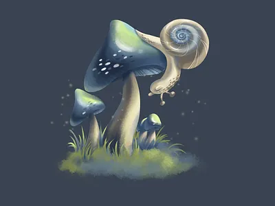 Mushroom botanical botanical illustration digital illustration digitalart illustration mushroom nature illustration snail