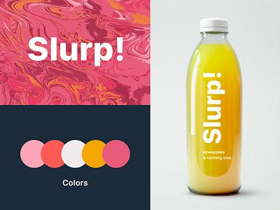 Slurp! Juice Brand Identity Design branding branding concept branding design cold pressed juice colors colorscheme design dribbble fakeclients figma identity identitydesign juice juice brand photoshop photoshop art pineapple juice slurp! yellow juice