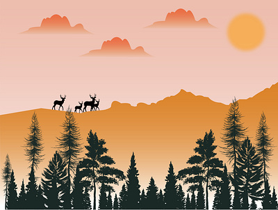 Landscape Illustration flat illustration hills illustraion illustration art mountain trees vector vector art vector illustration vectorart