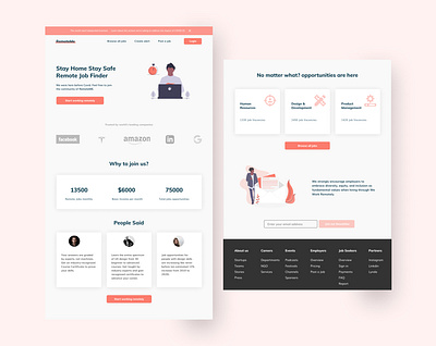 RemotMe - Landing Page application branding dailyui design freelance job landingpage product design remote ui uiux ux webdesign website