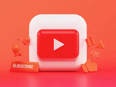 Youtube 3d Icon Concept 3d app bell bigsur blender blender 3d button concept gradient icon icon design iconography illustration ios ios 14 like pause play subscribe youtube