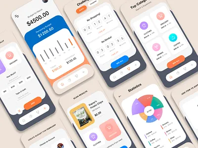Expenses Tracker App app app design assessment button card clean concept corona covid 19 design education expense expense tracker icons product tracker app ui uiux ux vector