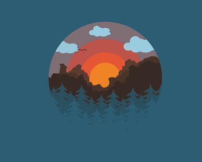 First nature pict beginner design flat illustration flatdesign forest illustration illustrator mountain nature sunset trees vector