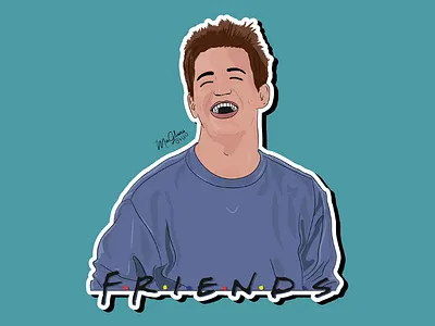 Ilustración Chandler Bing personaje serie "Friends" art digital arte digital chandler bing colombia design desing graphic diseño gráfico friends illustrator ilustración matthew perry netflix