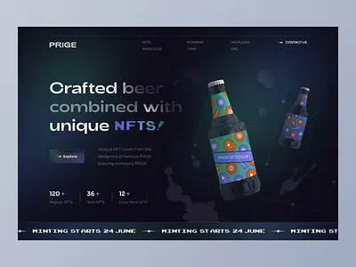 PRIGE - NFT Crypto Landing page animation bitcoin blockchain clean crypto crypto art crypto website cryptocurrency defi design ethereum landing page minimalistic nft nft art token ui ux web website