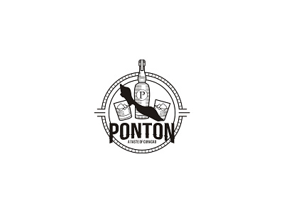 PONTON bar beverages black black and white cafe concept drink identity logo vintage white