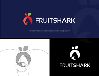 Fruit + Shark Logo Concept abstract branding creative fruit golden ratio icon illlustration leaf logo logo type logos mascot sea shark sketch symbol