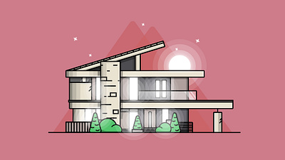 House art graphics home house pink sunset vector vectorart