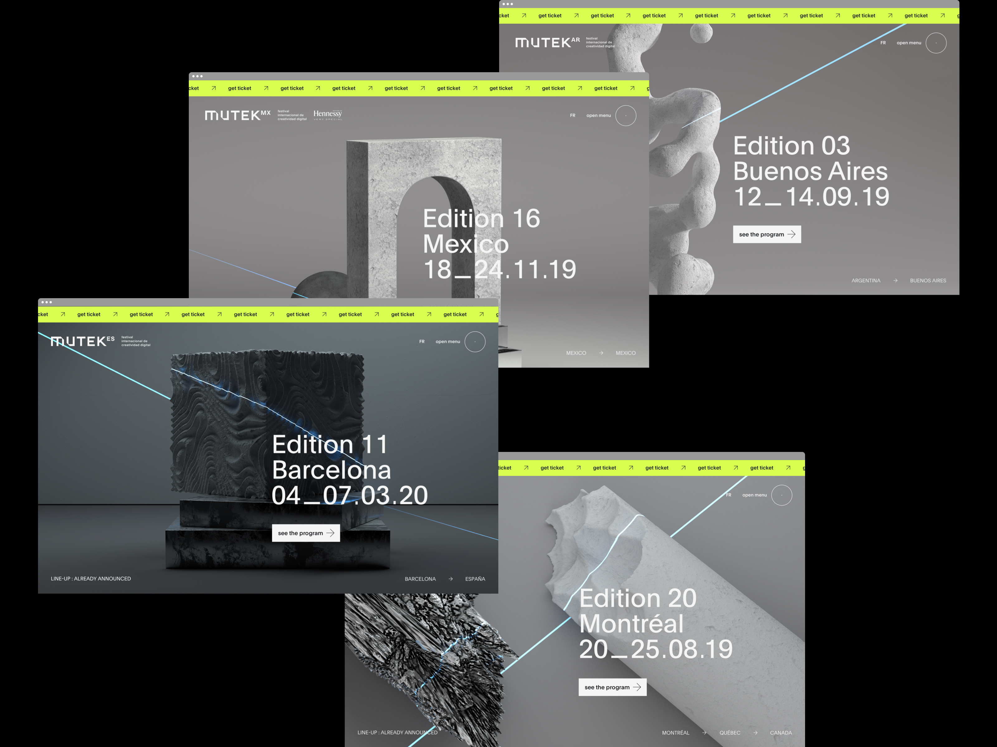 Example of Mutek™ festival · Cover homepage