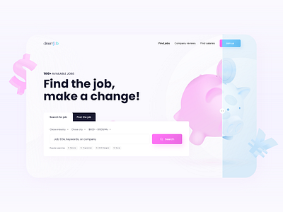 Job search website blue design illustraion inspiration job modern pink search uidesign uiux vector