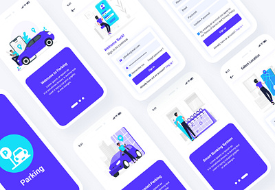 Parking Mobile App UI Template andorid app app ui bike parking car parking design flat gui illustration ios mobile app parking app psd template ui ui design uidesigner user experience userinterface uxdesign