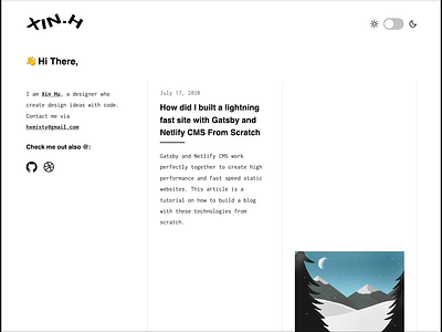 Minimal Blog - Dark Theme Toggle animation dark interaction ui