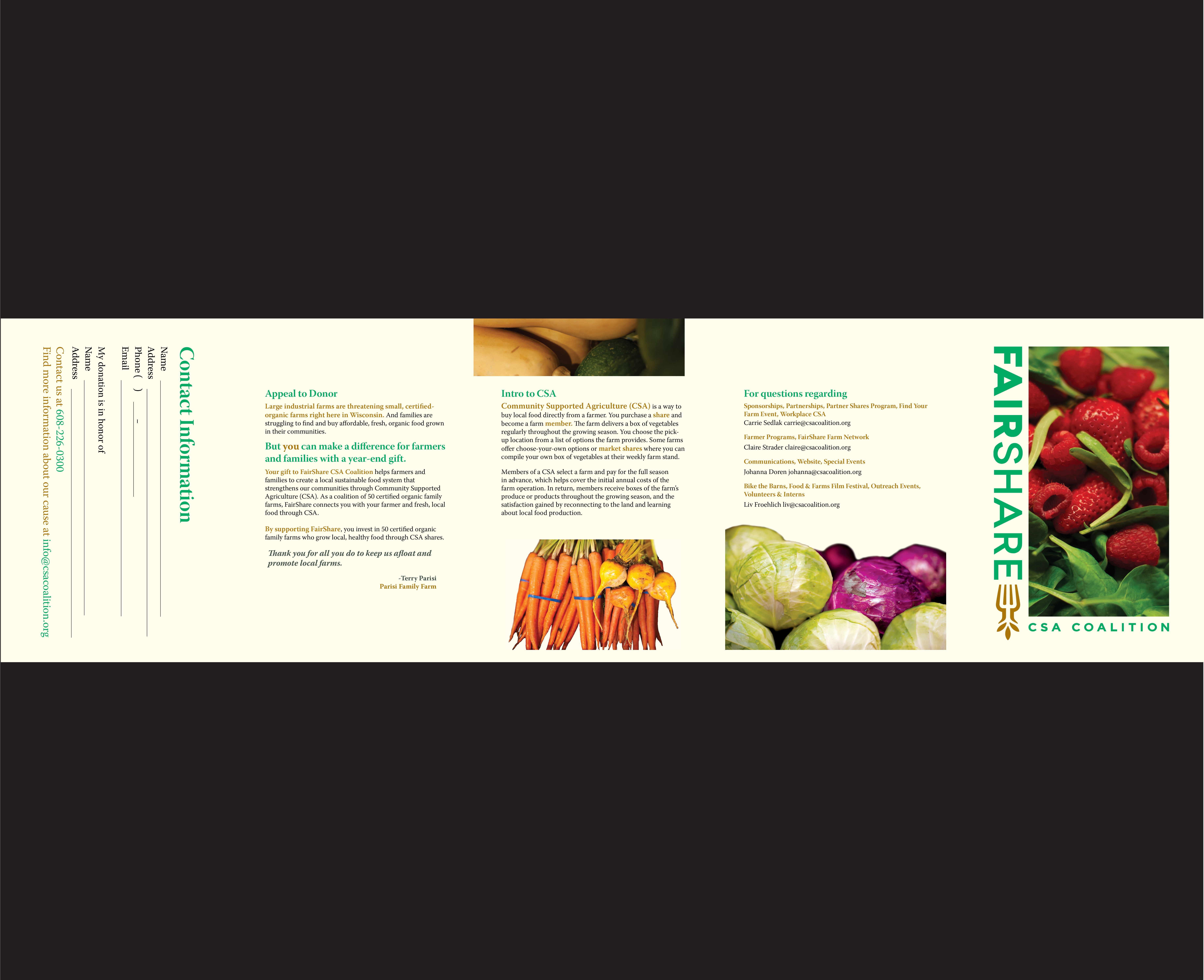 Example of Fairshare Nonprofit brochure mailer promotional material