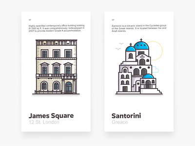 James Square & Santorini branding bulding design greace greek icon icon set illustration island james square landmark location london place santorini street summer vacation vector