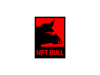 NFT Bull logo bold bull character flat icon illustration logo logotype nft pixel telegram