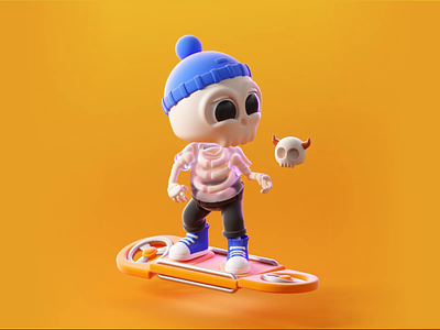 The Luck Changed my Life! 3d animation art bones branding fly luck lucky motion graphics nft skate