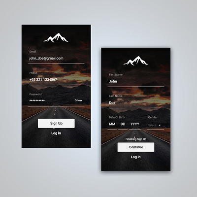 Road Trip Sign Up Form login photo picture signup travel trip ui ui design uidesign