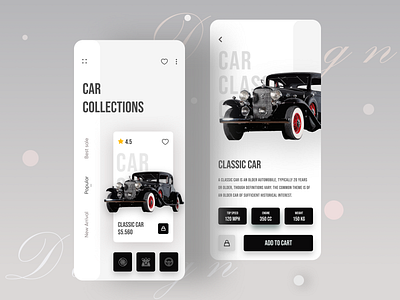 Car Ecommerce App UI agency app appdesign appdesigner appui branding car carapp carental classic classiccar design illustration interaction design interface ioapp landingpage portfolio typography ui design