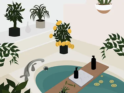 Relaxing Herbal Bath bathroom bathtub figma graphic design graphic illustration graphicdesign illustration illustration art interior interior decor interior design interiordesign