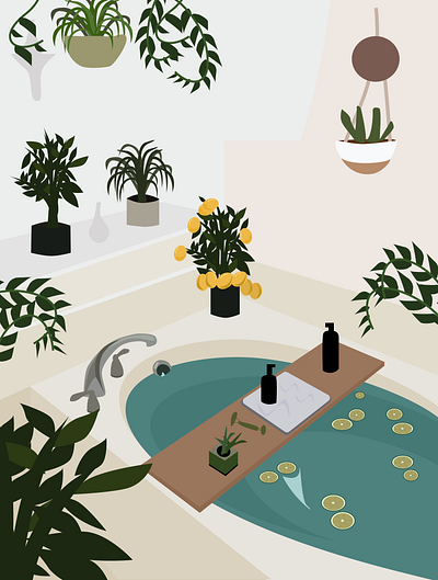 Relaxing Herbal Bath bathroom bathtub figma graphic design graphic illustration graphicdesign illustration illustration art interior interior decor interior design interiordesign