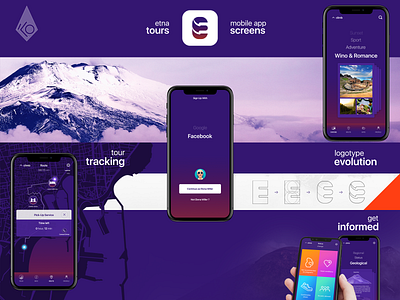 Etna Tours Mobile App colorscheme googlemaps italy mobile app design mountain tour tourism