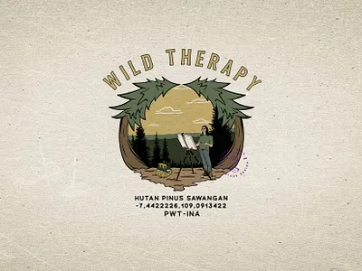 WILD THERAPY apparel design design folkart great outdoors illustration logo logodesign vintage design vintage logo wilderness