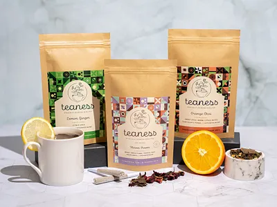 Teaness Packaging cbd packaging packaging design pattern photography sustainable tea